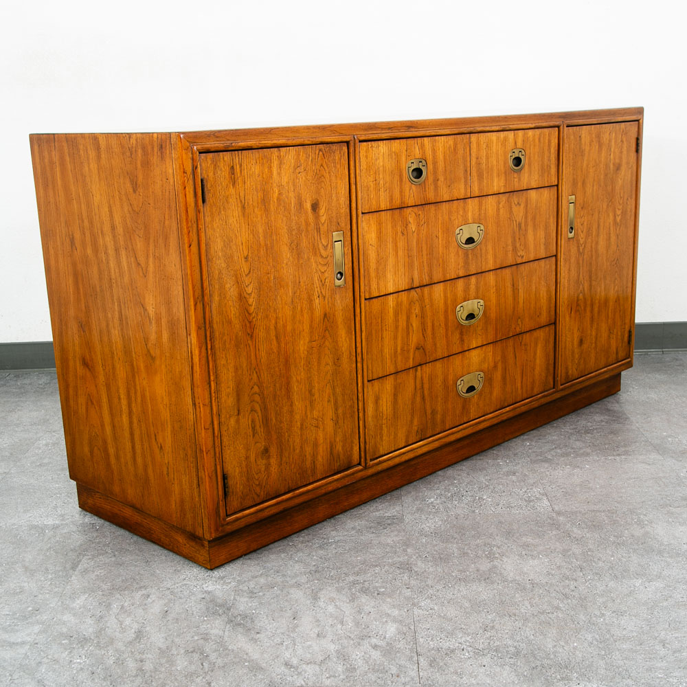 Mid Century Modern Credenza Dresser Drexel 5 Drawer Brass Handles Passage Mcm