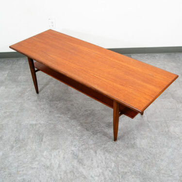 Mid Century Danish Modern Coffee Table Solid Teak Vintage Surfboard Shelf Retro