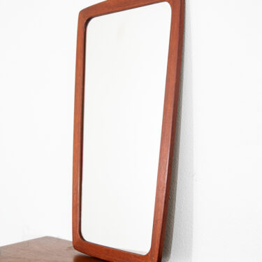 Mid Century Danish Modern Mirror Wall Hanging Bathroom Solid Teak Abstract Mcm