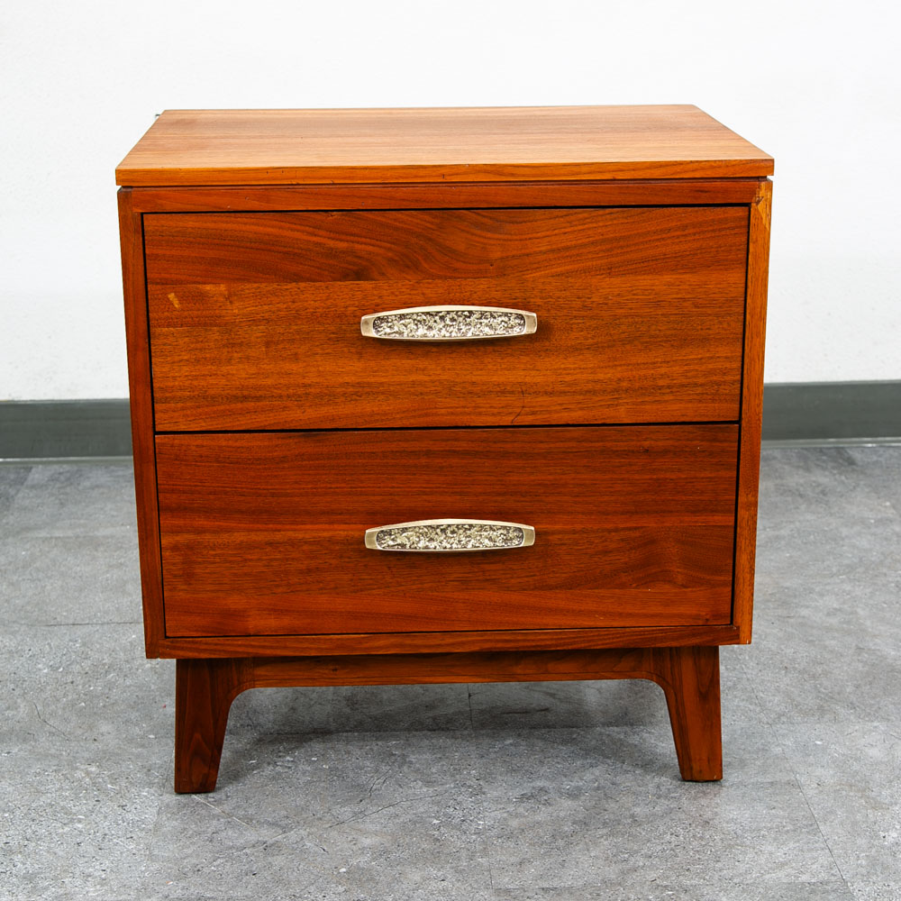 Mid Century Modern Nightstand End Side Table Solid Walnut Ace Hi 2 Drawer Mcm - Image 2