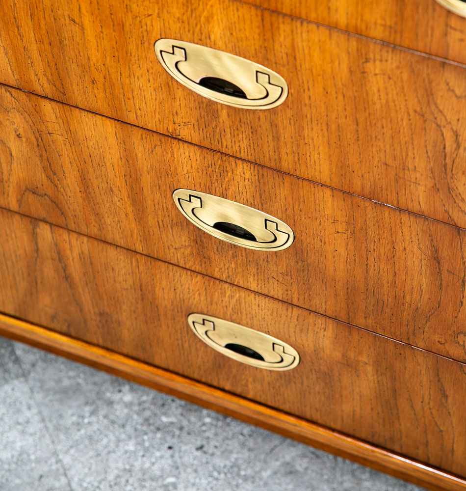 Mid Century Modern Credenza Dresser Drexel 5 Drawer Brass Handles Passage Mcm - Image 8