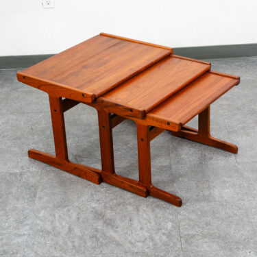 Mid Century Danish Modern Nesting Tables Solid Teak Set 3 Denmark Sled Mcm Wood
