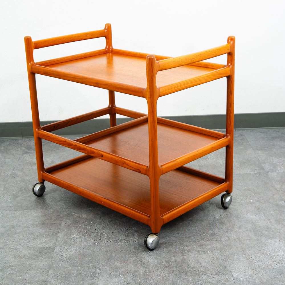 Mid Century Modern Serving Bar Cart Trolley Johannes Andersen Teak Silkeborg Mcm - Image 2