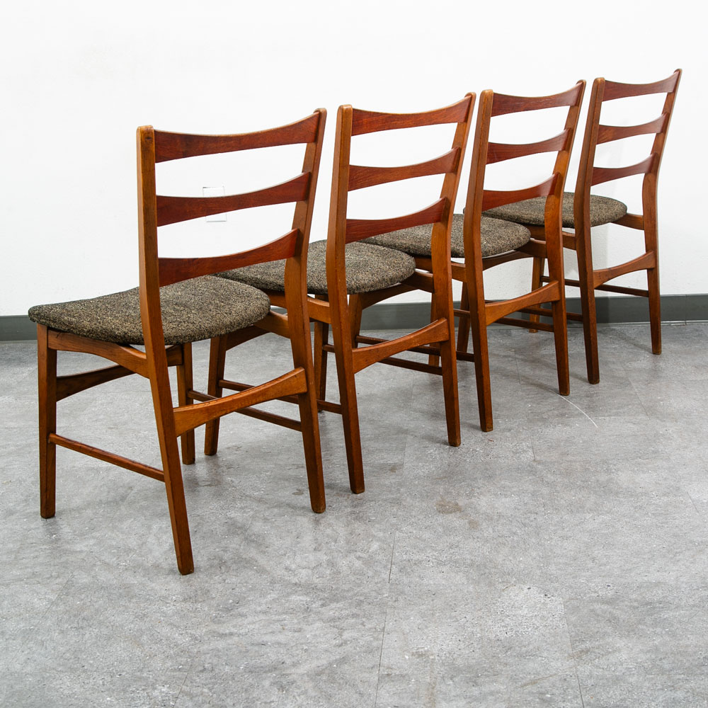 Mid Century Modern Dining Chairs Set 4 Mobler Ladder Back Farstrup Teak Grey Mcm - Image 2