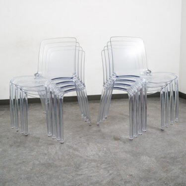 Mid Century Danish Modern Dining Chairs Set 8 Casprini Tiffany Italy Stacking