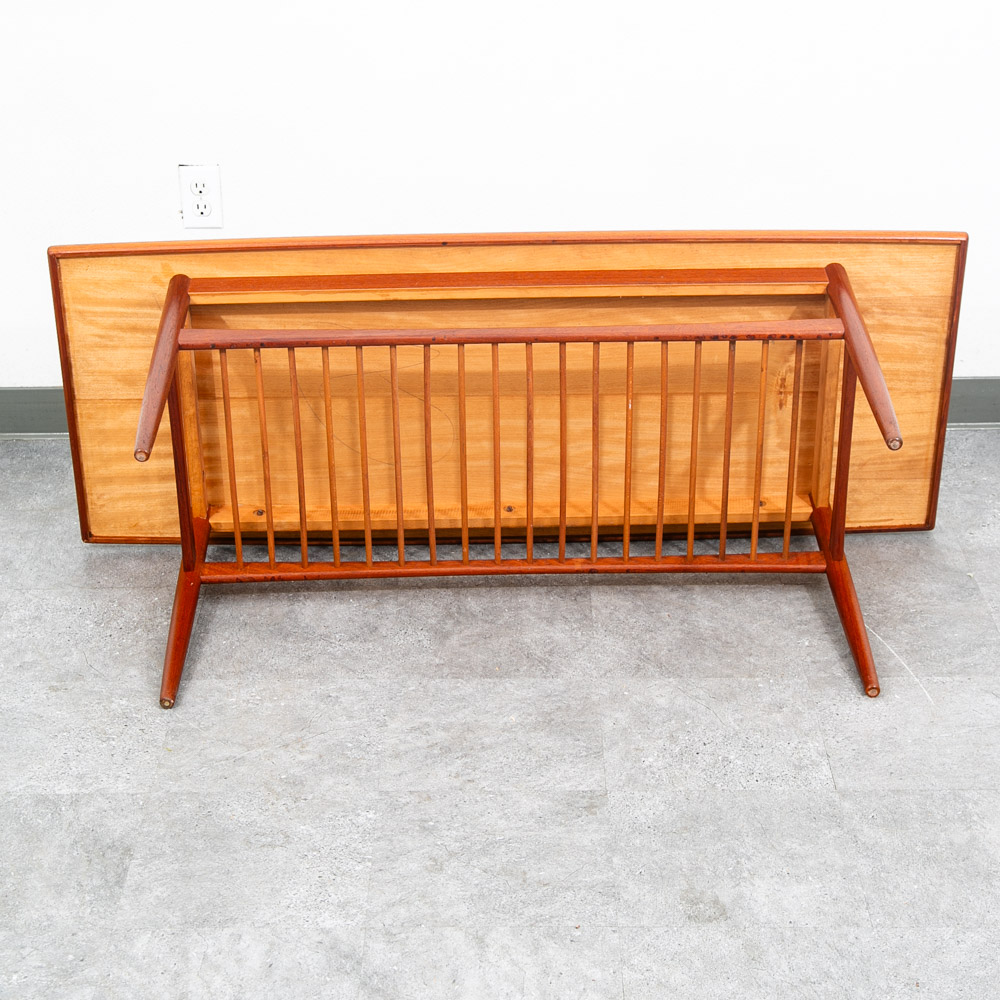 Mid Century Danish Modern Coffee Table Slat Shelf Teak Surfboard Vintage Mcm - Image 4