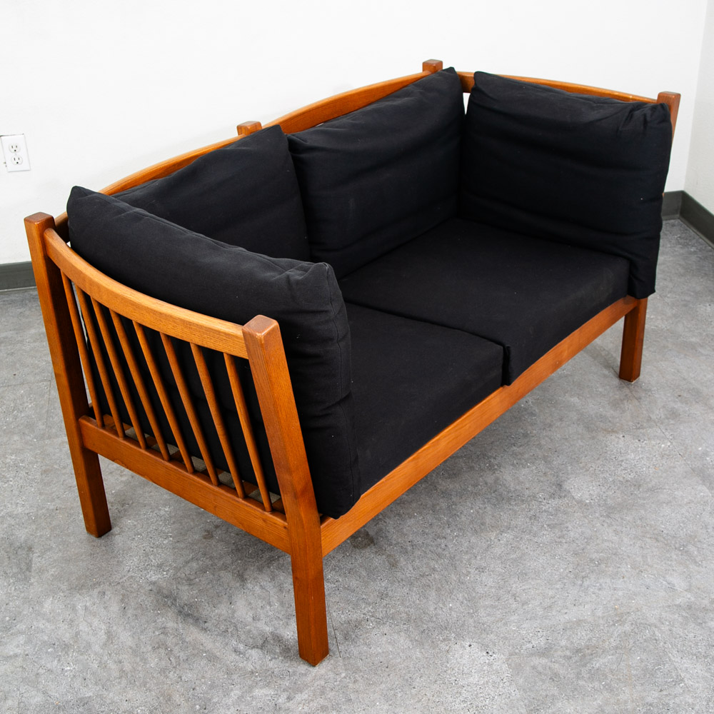 Mid Century Danish Modern Sofa Couch Black Mahogany 2 Seat Denmark Wood Denmark - Image 12