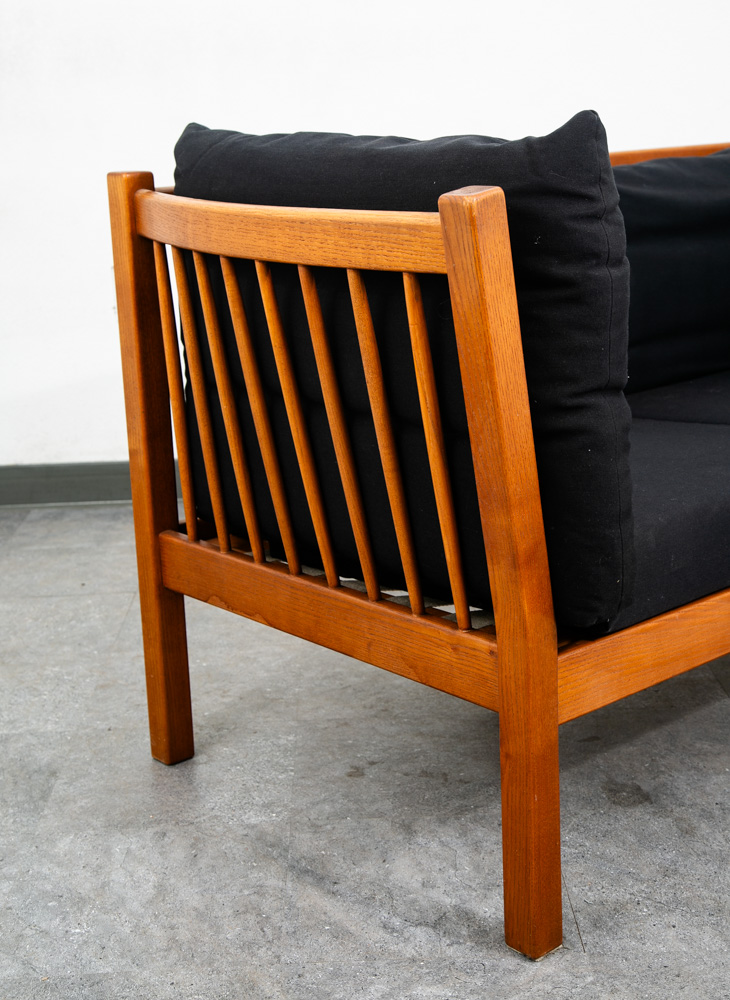 Mid Century Danish Modern Sofa Couch Black Mahogany 2 Seat Denmark Wood Denmark - Image 11