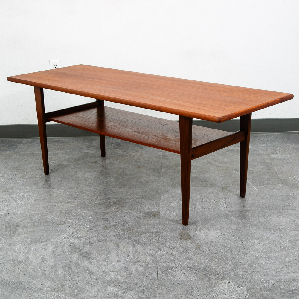 Mid Century Danish Modern Coffee Table Solid Teak Denmark Surfboard Rectangular - Image 5