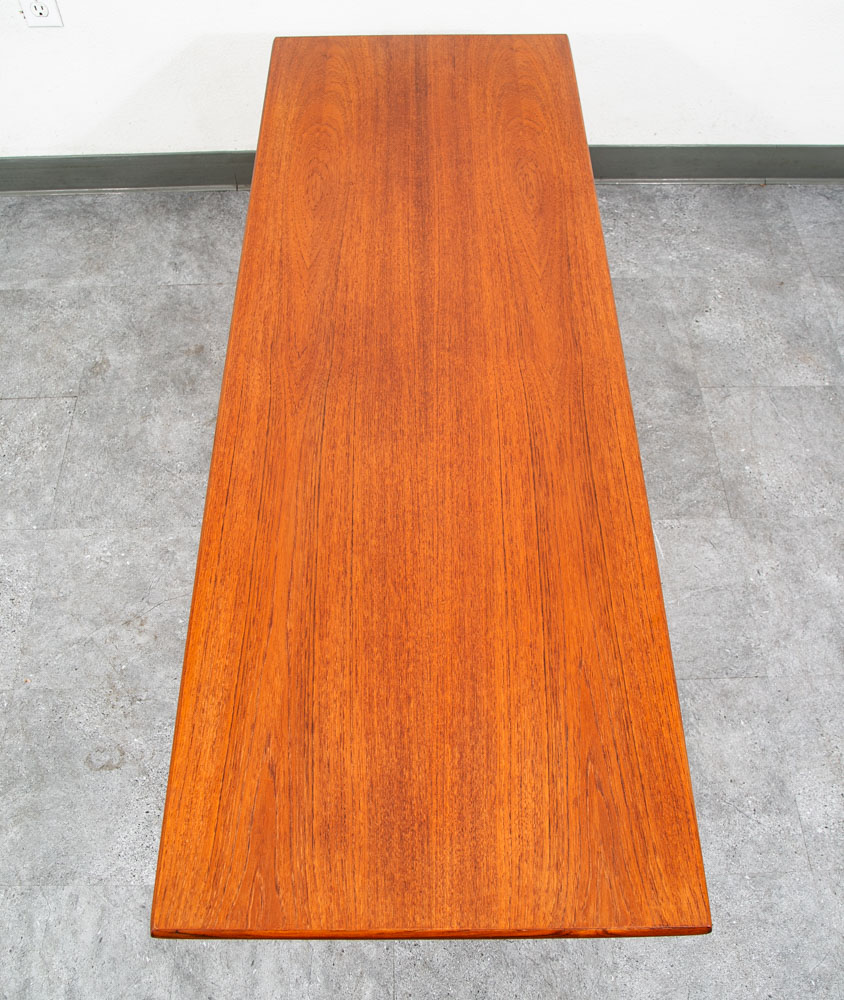 Mid Century Danish Modern Coffee Table Solid Teak Denmark Surfboard Rectangular - Image 3