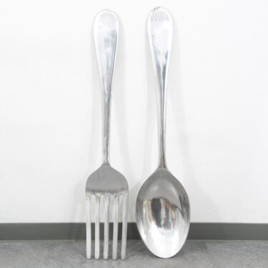 Mid Century Modern Wall Art Fork & Spoon Pop Pair Curtis Jere 1970s Oversized