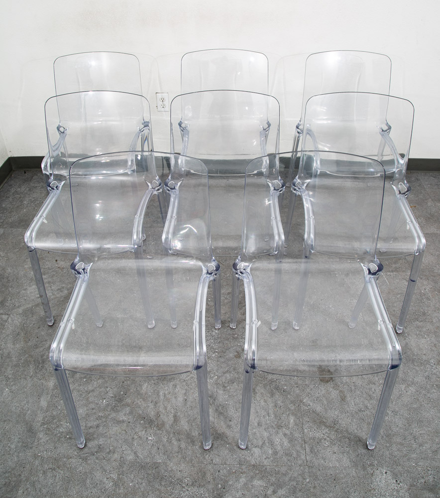 Mid Century Danish Modern Dining Chairs Set 8 Casprini Tiffany Italy Stacking - Image 2