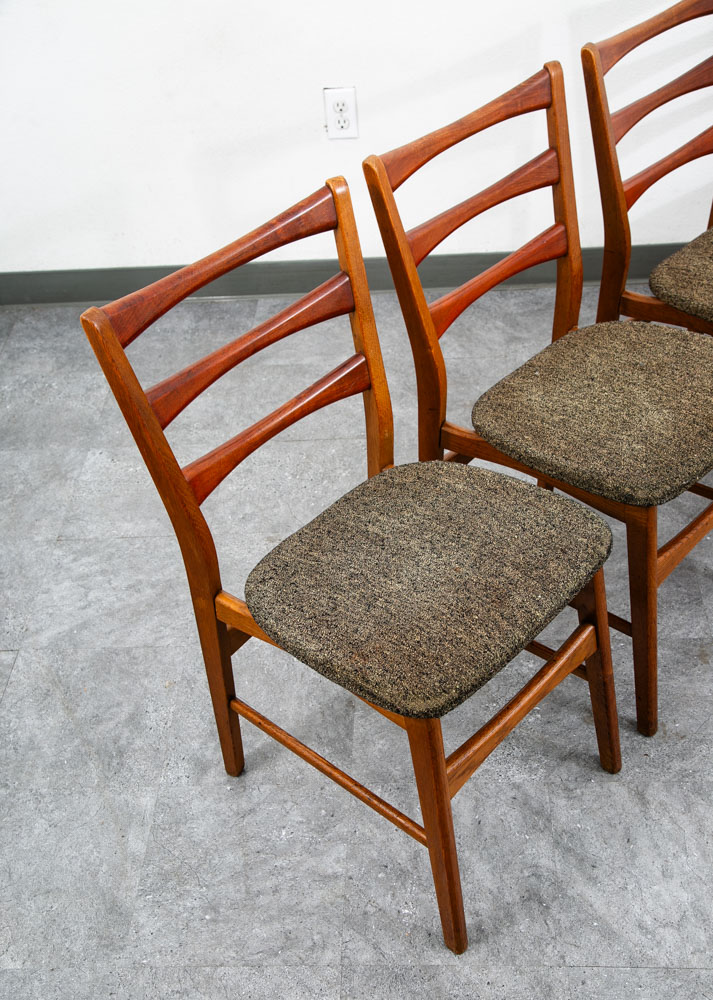 Mid Century Modern Dining Chairs Set 4 Mobler Ladder Back Farstrup Teak Grey Mcm - Image 9