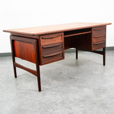Mid Century Danish Modern Desk Executive Teak Finnish 6 Drawer Bookshelf Cabinet
