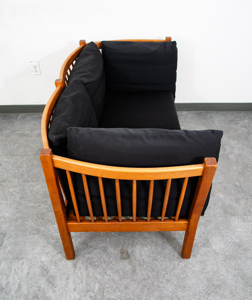 Mid Century Danish Modern Sofa Couch Black Mahogany 2 Seat Denmark Wood Denmark - Image 4