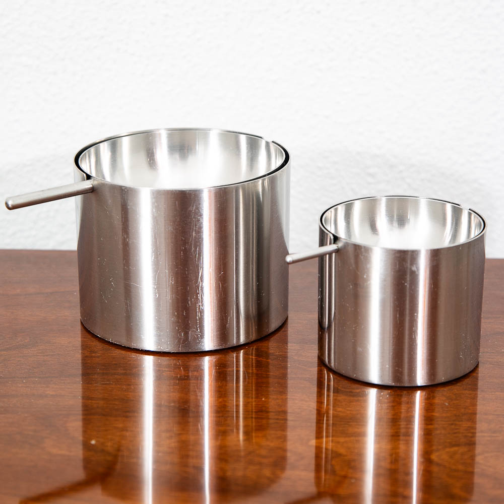 Mid Century Danish Modern Stelton Ashtray Set Stainless Steel Arne Jacobsen - Image 2