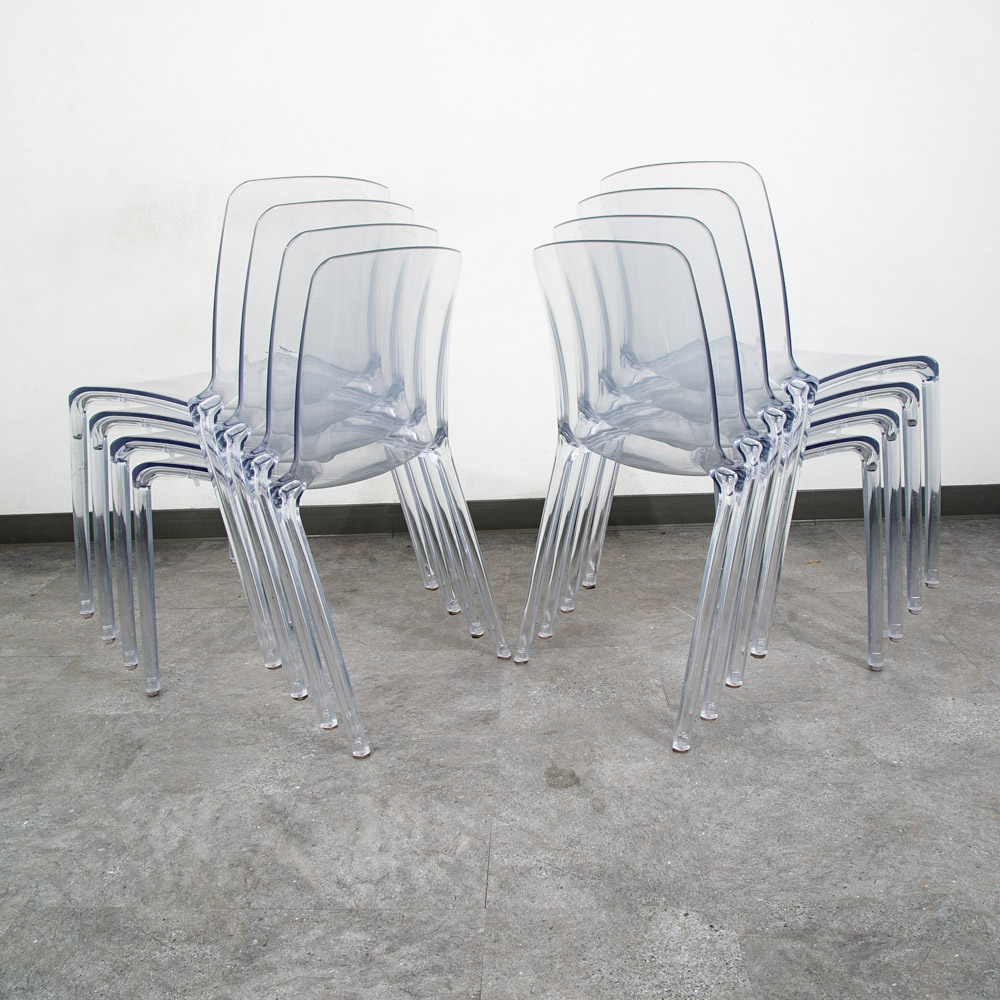 Mid Century Danish Modern Dining Chairs Set 8 Casprini Tiffany Italy Stacking - Image 4