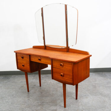 Mid Century Danish Modern Vanity Chest Dresser Teak Adjustable Mirror 5 Drawers