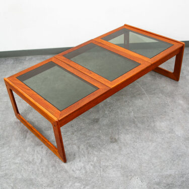 Mid Century Danish Modern Coffee Table Solid Teak Smoked Glass Komfort Mcm 70s
