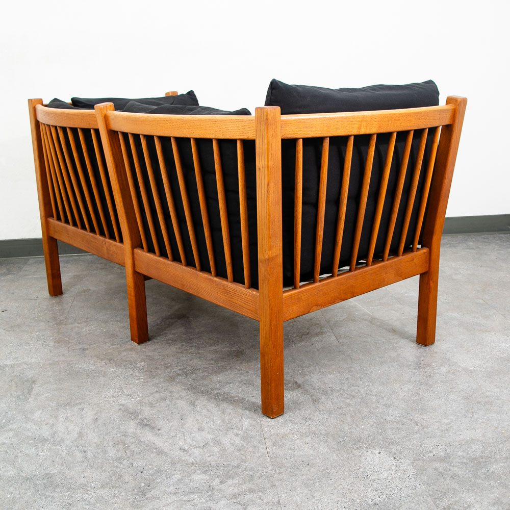 Mid Century Danish Modern Sofa Couch Black Mahogany 2 Seat Denmark Wood Denmark - Image 7