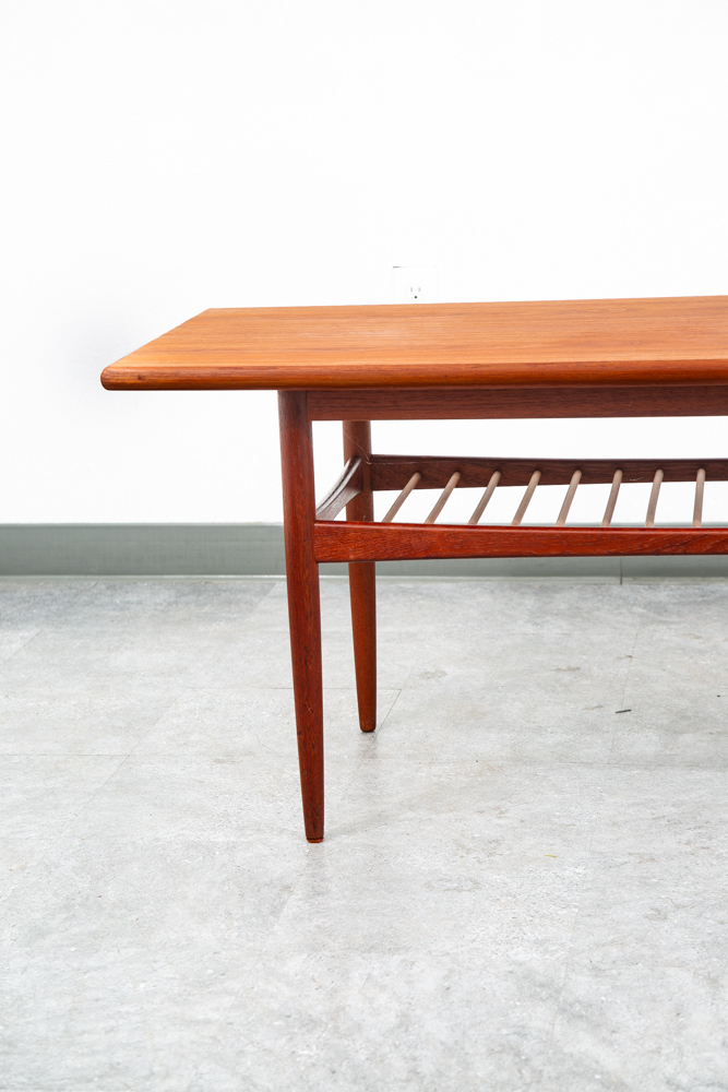 Mid Century Danish Modern Coffee Table Slat Shelf Teak Surfboard Vintage Mcm - Image 10