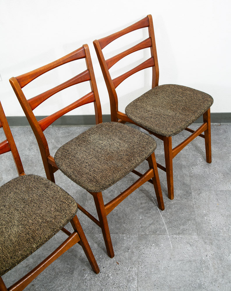 Mid Century Modern Dining Chairs Set 4 Mobler Ladder Back Farstrup Teak Grey Mcm - Image 8