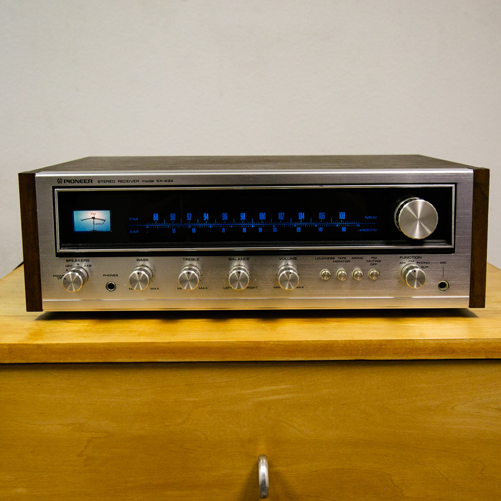 Vintage Stereo Receiver Pioneer SX-434 Pro Amp Silver Face Am/Fm Hifi Walnut Mcm - Image 2