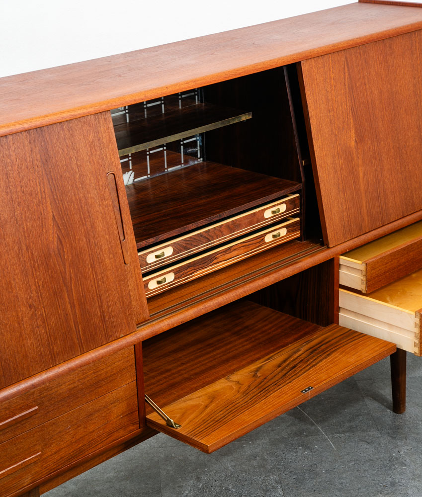 Mid Century Danish Modern Credenza Sideboard Central Bar Teak Mcm 6 Drawers 78" - Image 8