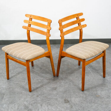 Mid Century Danish Modern Dining Chairs Pair Poul Volther Ladder Back Beech Two
