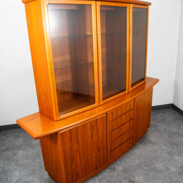 Mid Century Danish Modern Cabinet Skovby Hutch Credenza Display Teak Glass Light