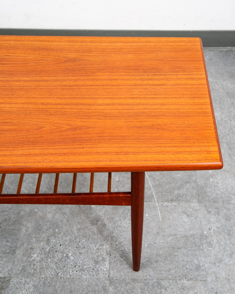 Mid Century Danish Modern Coffee Table Slat Shelf Teak Surfboard Vintage Mcm - Image 11
