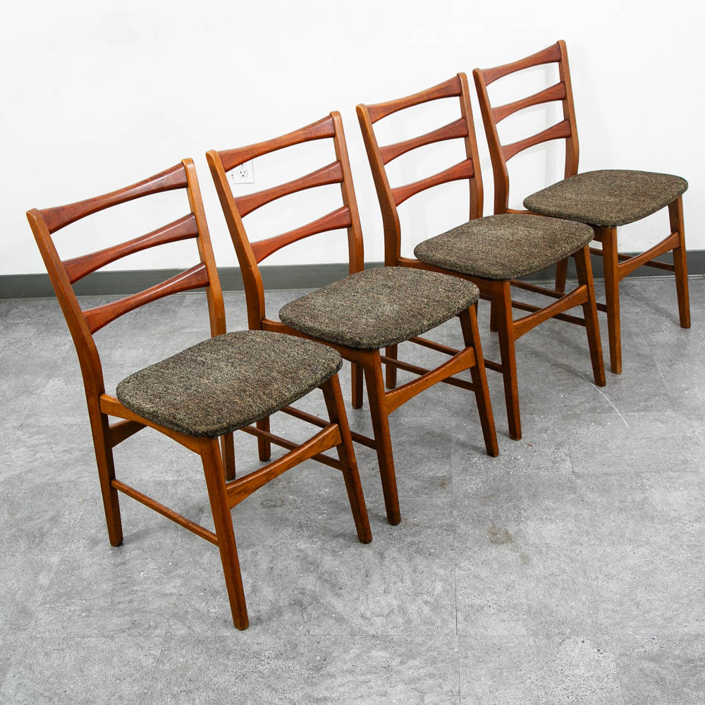 Mid Century Modern Dining Chairs Set 4 Mobler Ladder Back Farstrup Teak Grey Mcm