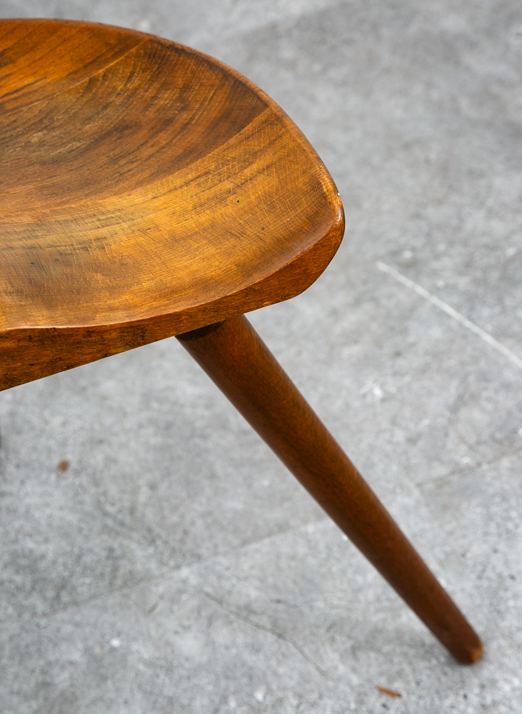 Mid Century Danish Modern Milking Stool Tripod Ottoman 3 legs Solid Wood Lassen - Image 9