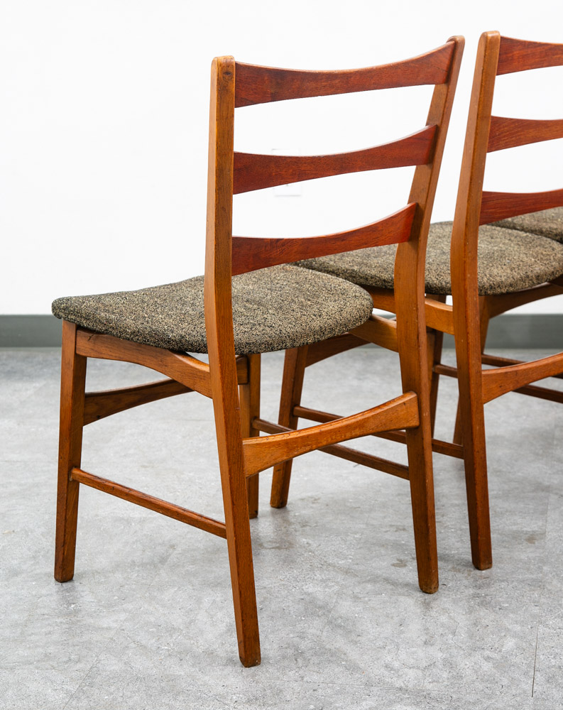 Mid Century Modern Dining Chairs Set 4 Mobler Ladder Back Farstrup Teak Grey Mcm - Image 12