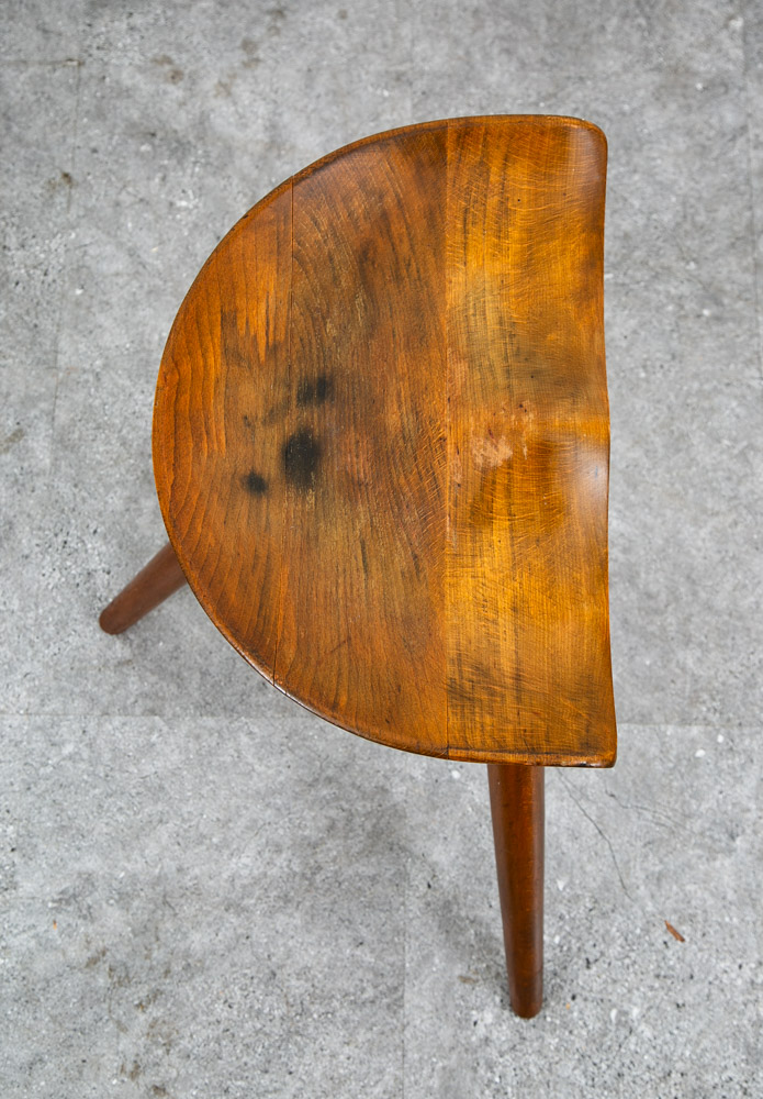 Mid Century Danish Modern Milking Stool Tripod Ottoman 3 legs Solid Wood Lassen - Image 10