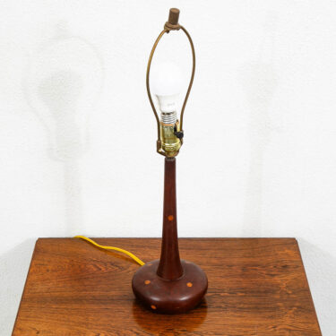 Mid Century Danish Modern Table Lamp Solid Teak Dots Light Sculptural Round Mcm