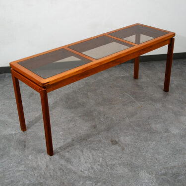 Mid Century Danish Modern Console Table Smoked Glass Entryway Console KT Nr. 378