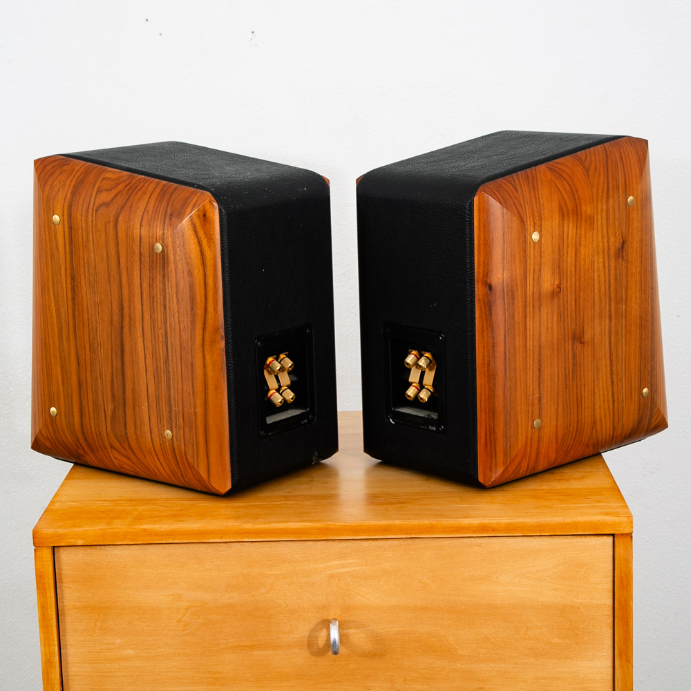 Vintage Speakers Sonus Faber Concerto Pair Walnut Black Leather Hifi Bi Wiring - Image 5