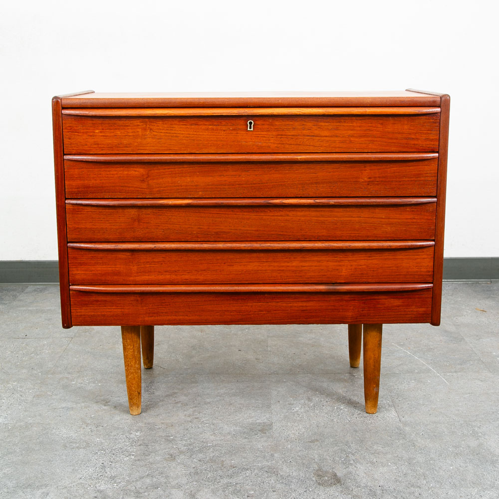 Mid Century Danish Modern Chest of Drawers Dresser Teak Vintage Locking 5 Mcm - Image 2