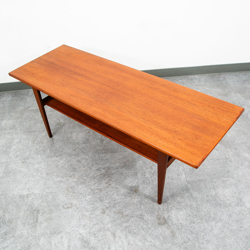 Mid Century Danish Modern Coffee Table Solid Teak Denmark Surfboard Rectangular