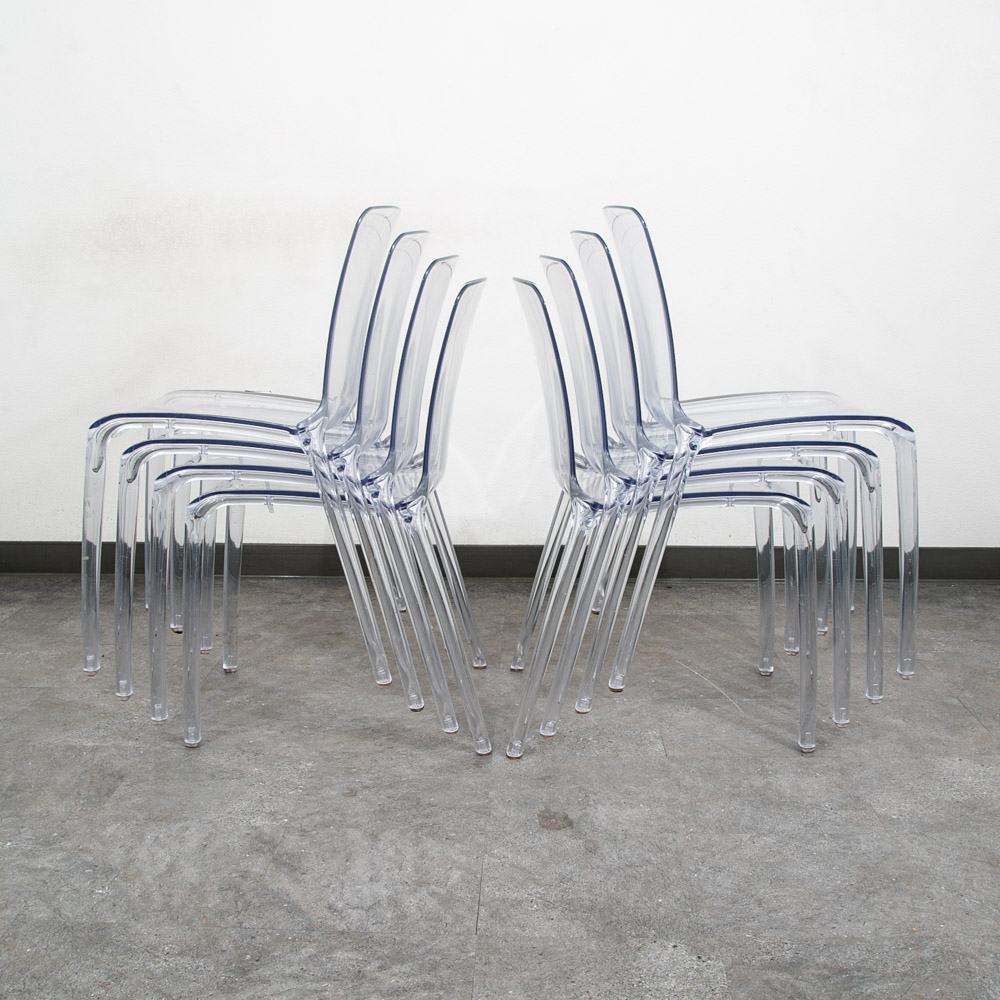 Mid Century Danish Modern Dining Chairs Set 8 Casprini Tiffany Italy Stacking - Image 3