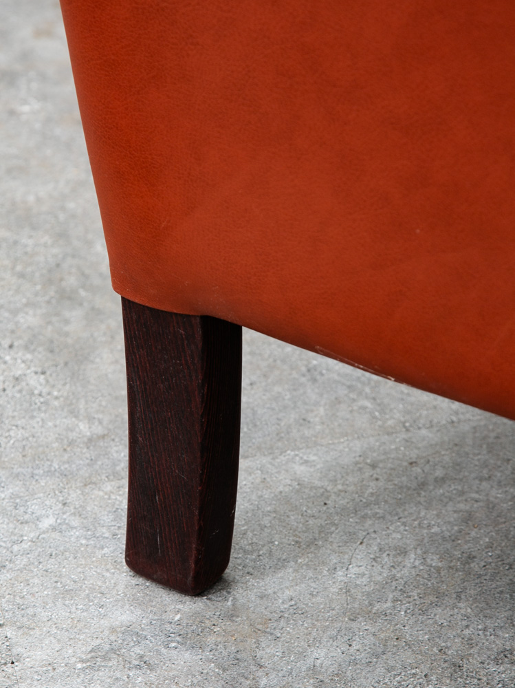 Mid Century Danish Modern Lounge Chair Wingback Red Leather High Back Tufted Mcm - Image 11