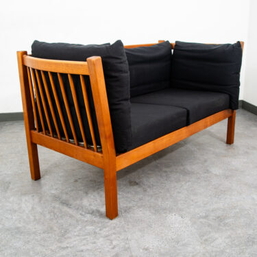 Mid Century Danish Modern Sofa Couch Black Mahogany 2 Seat Denmark Wood Denmark
