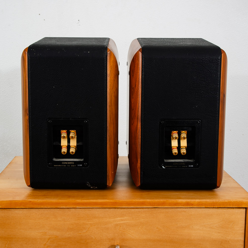 Vintage Speakers Sonus Faber Concerto Pair Walnut Black Leather Hifi Bi Wiring - Image 6