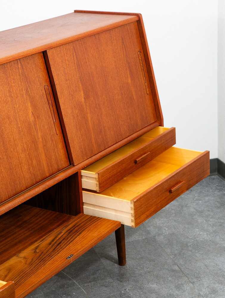 Mid Century Danish Modern Credenza Sideboard Central Bar Teak Mcm 6 Drawers 78" - Image 10