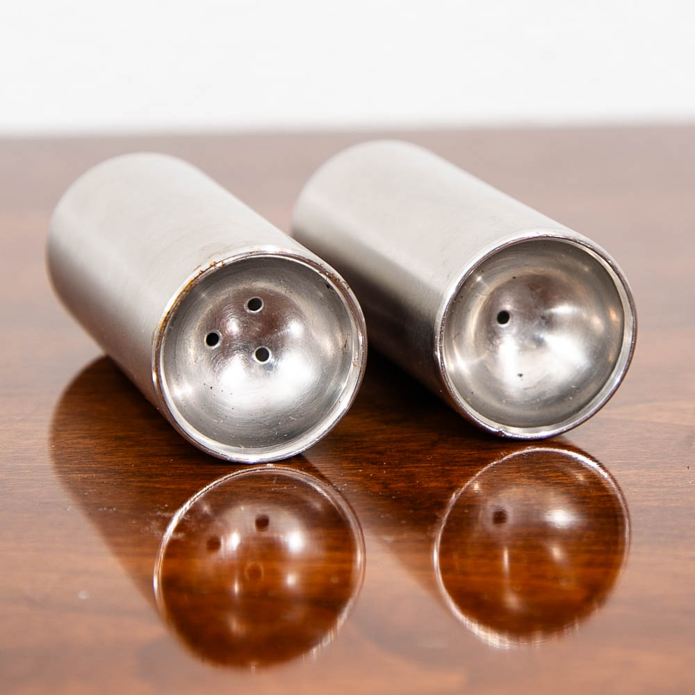 Mid Century Modern Stelton Salt & Pepper Shakers Set Arne Jacobsen Silver Pair - Image 7