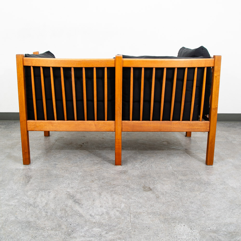 Mid Century Danish Modern Sofa Couch Black Mahogany 2 Seat Denmark Wood Denmark - Image 6