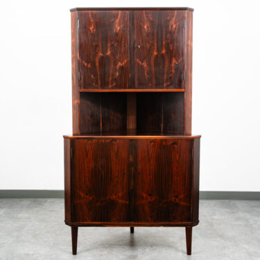 Mid Century Danish Modern Corner Cabinet Rosewood Bar Denmark Drawers Locking VG