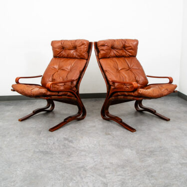 Mid Century Danish Modern Lounge Chairs Brown Leather Bentwood Set Pair Vintage