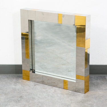 Mid Century Modern Mirror Wall Art Chrome Brass Gold Paul Evans Cityscape Square